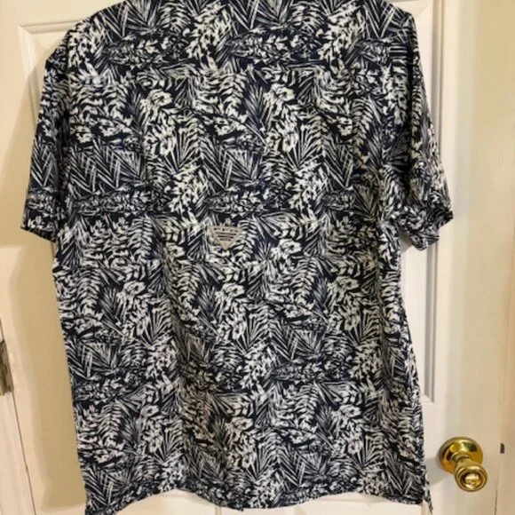 Columbia PFG Tamiami Men's Navy Shirt Fishing Gear UPF 30 Vented Short Sleeve M - Picture 3 of 6